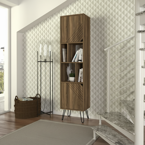 Estantería Norma de lujo superventas, diseño turco moderno de nogal, muebles exclusivos para el hogar, aglomerado, dormitorio de madera, hogar y oficina - Product Image 1