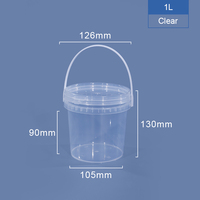 Usine en gros 1L un litre Transparent petit inviolable seau en plastique étanche à l'air pour le stockage des aliments