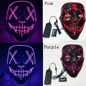 Ourwarm personnalisé horreur Clown <span class=keywords><strong>LED</strong></span> néon <span class=keywords><strong>Halloween</strong></span> <span class=keywords><strong>masque</strong></span> léger soie fête <span class=keywords><strong>masque</strong></span> pour mascarade <span class=keywords><strong>Purge</strong></span> effrayant Clown Costume Prop - Product Image 5