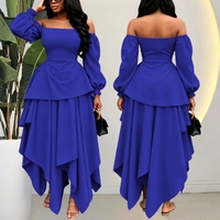 Robes d'automne tendance pour femmes, élégantes et décontractées, à épaules dénudées, manches longues, volants irréguliers, maxi, pour le bureau