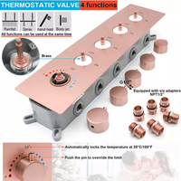 Ensemble de douche thermostatique moderne 16 pouces en laiton brossé, finition or rose, avec mitigeur encastré, jets de pluie et d'air, jets de massage doux et modes de jet pause