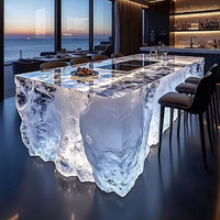 R070 Bureau de réception moderne entièrement transparent en cristal de luxe, comptoir d'accueil haut de gamme, résine acrylique écologique résistante aux intempéries