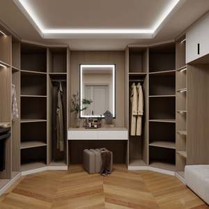 Armario Plegable en Forma de U de Estilo Minimalista Italiano, Color Madera, Vestidor con Espacio de Almacenamiento Múltiple, Muebles para Dormitorio - Product Image 2