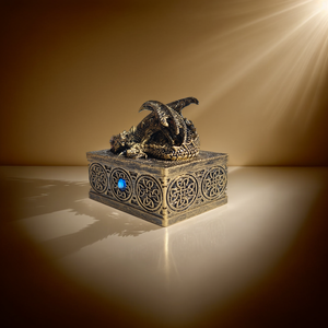Шкатулка для украшений в виде статуи дракона-средневековый Фэнтезийный миф с крышкой, коробка для украшений в виде сокровищ, коллекция украшений в виде статуи дракона, подарочная коробка - Product Image 5