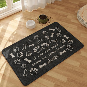 Tapis pour animaux de compagnie élégant en tissu noir, motif animal, imitation lin, nettoyage facile, disponible en 40x60cm, 50x80cm, 60x90cm, 80x120cm - Product Image 3