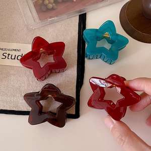 Pince à cheveux de luxe en acrylique pour femme, motif griffe de requin, pentagramme, grande étoile, accessoires capillaires - Product Image 3