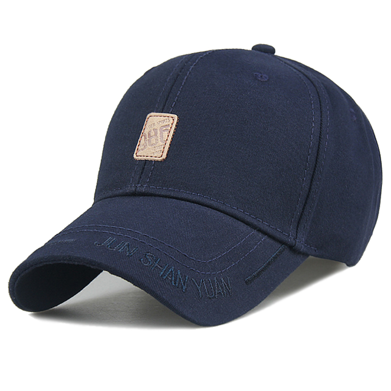 Baseball Cap Adjustable - Six Panel Caps with Leather Patch
