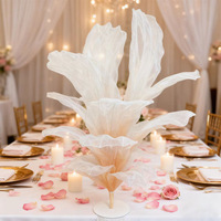 Adornos para Boda, Centro de Mesa, Flor Artificial de Organza de Gran Tamaño, Decoración para el Hogar, Hotel, Fiesta, Festival, Eventos, Escenario