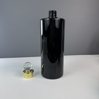 Bouteille de shampoing pour cheveux Hengjian 1000 ml 1 L de haute qualité, bouteille de shampoing en plastique noir de luxe avec bouchon doré