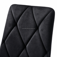 Chaise de salle à manger moderne en velours noir avec dossier incurvé - Chaise latérale douce et ergonomique pour la maison et le café