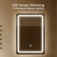 Espejo de Maquillaje Rectangular Inteligente con Pantalla Táctil LED de Tres Colores, sin Marco, Apto para Montar en la Pared en Hogares o Dormitorios