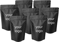 Sachets Mylar personnalisés noir mat avec fermeture éclair, fenêtre transparente, réutilisables, anti-odeur, pour le stockage alimentaire (grains de café, snacks)