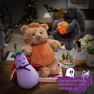 Peluche di Halloween Orsetto Zucca Vampiro Melanzana con Mantello, Bambola di Peluche <span class=keywords><strong>Mr</strong></span>. Melanzana per Feste e Regali, Vendita all'Ingrosso - Product Image 3