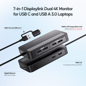 Station d'accueil PULWTOP <span class=keywords><strong>USB</strong></span> <span class=keywords><strong>C</strong></span> <span class=keywords><strong>Displaylink</strong></span> avec double écran 4K60Hz pour MacBook M1/M2/M3/Windows DisplayPort ou HDMI, Ethernet - Product Image 2