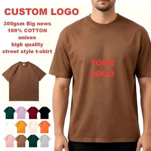 เสื้อยืดทรงบ็อกซี่ 300GSM สำหรับผู้ชาย ผ้าฝ้าย 100%  เสื้อเปล่าสไตล์วินเทจ  รับสกรีนโลโก้  สำหรับผู้หญิงและผู้ชาย  สวมใส่สบาย  ขายส่ง  สีคอฟฟี่ - Product Image 1