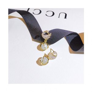 Nieuwe Kleine Zwaan Kat Oog Stenen Oorbellen Met Hoogwaardige Hanger Oorbellen En Modieuze Diamanten Oorbellen - Product Image 2