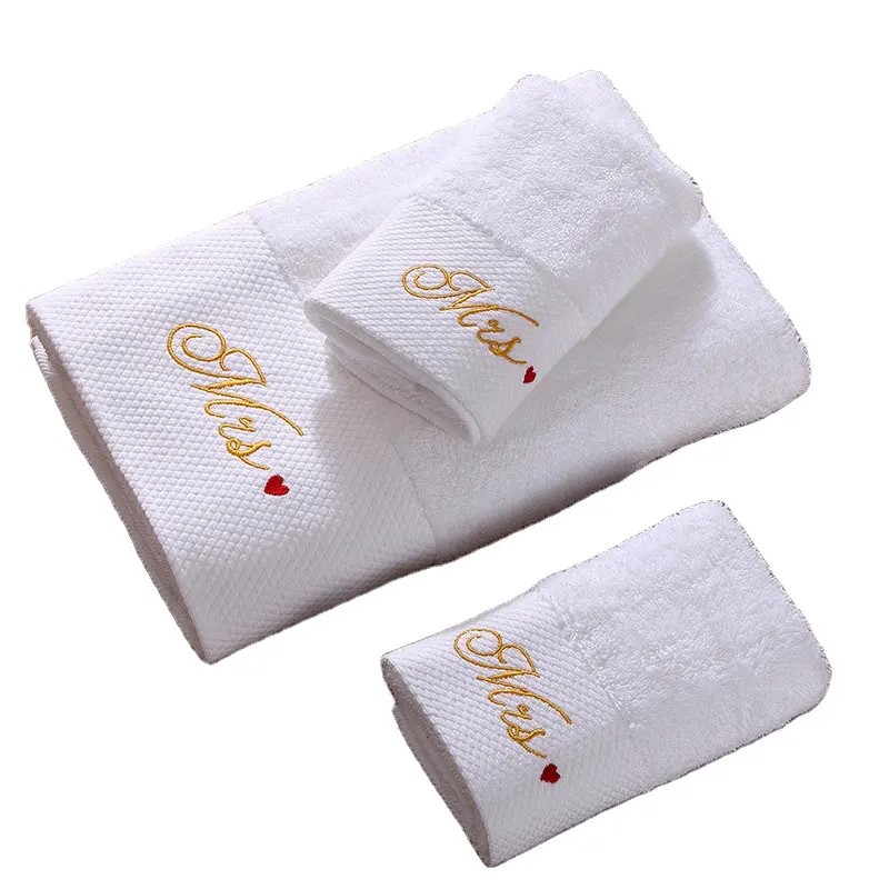 Serviette de bain 27x54 pouces, serviettes de bain brodées 100% coton pour hôtel