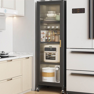 Organizador de despensa de cocina, casillero de especias <span class=keywords><strong>para</strong></span> alimentos, armario <span class=keywords><strong>para</strong></span> aperitivos, estante <span class=keywords><strong>para</strong></span> libros con puerta, suelo, tipo encimera, estante de almacenamiento, muebles - Product Image 3