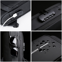 Sacs à bandoulière classiques imperméables USB pour hommes, sac de poitrine antivol de qualité supérieure à une seule épaule
