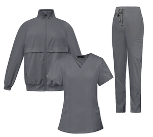 Burgundy TR 4-Way Stretch Medical Scrub Set with Jacket V-Neck Top Pants <strong>Uniform</strong> for Hospital &amp; <strong>Clinic</strong> OEM Medical Scrub Sets - Product Image 6