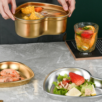 Acier inoxydable 304 Corée Assiette Vaisselle En Métal Bassin En Forme D'amour Plats De Service Pour Restaurant