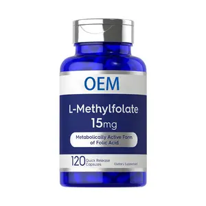 男性と女性のための新しい到着OEMホットセール高品質最適化 & 活性化メチル葉酸とLメチル葉酸15 mg 120カプセル