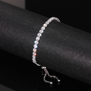 CAOSHI 4mm Round Square 5A Zircon Single Row Women <strong>Bracelets</strong> <strong>Silver</strong> Gold Plated <strong>Adjustable</strong> Zirconia Diamond CZ Tennis <strong>Bracelets</strong> - Product Image 3