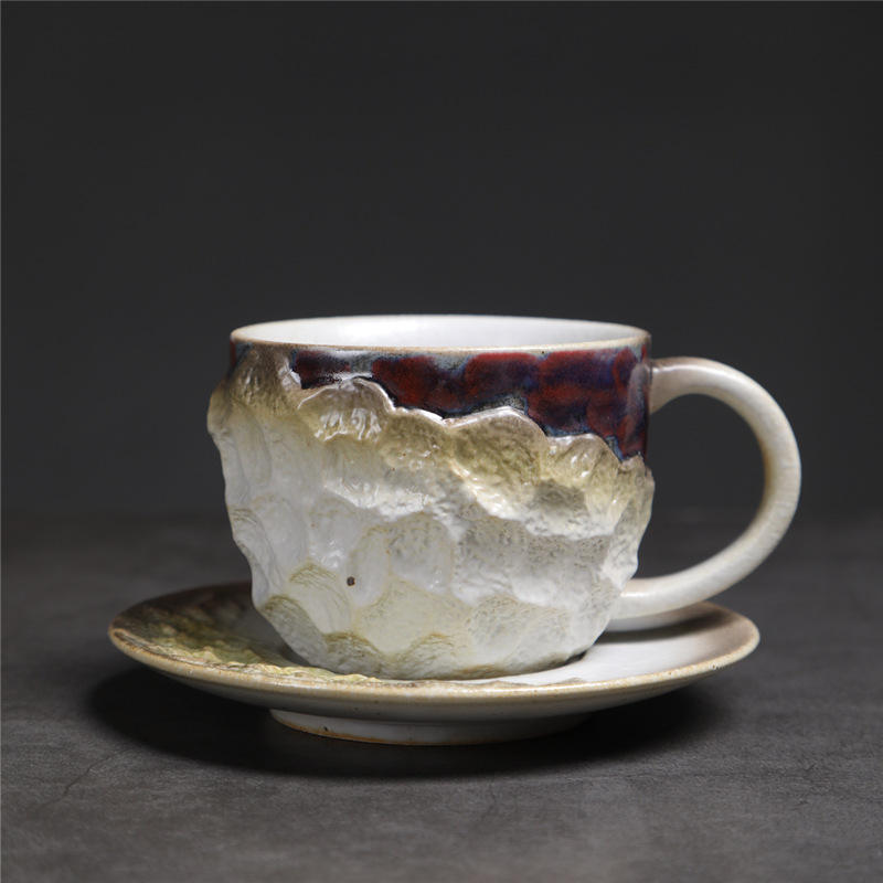 238-d meteorite pattern coffee cup + saucer (white) 200ml