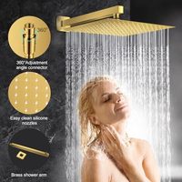 Ensemble de robinet de salle de bain en or brossé doux de 12 pouces pluie à main système de douche à effet pluie en laiton garniture de corps en céramique complète