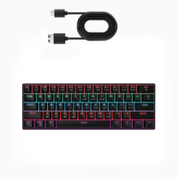 Clavier de jeu mécanique RGB 61 touches, filaire USB-C, rétroéclairé, compact, disposition 60 % pour Windows, Mac, Android, Linux, PC, bureau
