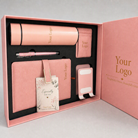 Coffret Cadeau d'Entreprise Personnalisé avec Logo, comprenant un Gobelet Isotherme, un Carnet en Cuir PU, un Stylo Bille, un Porte-Cartes et un Support Téléphone