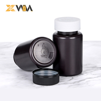 Récipient HDPE noir direct d'usine 150-200ml avec capuchon à double verrouillage, pot de col de 47mm bouteille de supplément