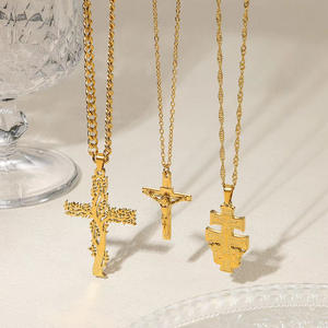 תכשיטי נוצרי דתי זהב צלב jesus שרשרת תליון צלב נירוסטה צלב תליון צלב לגברים למתנת סיום - Product Image 5