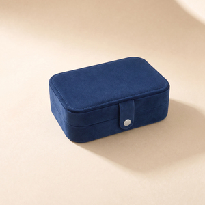 Zebopak Navy Blue PU Leather Travel Jewelry Organizer with Mirror <b>Ring</b> Earring Necklace <b>Storage</b> Portable Case Manufacturer - Product Image 3
