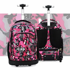 Özel desen haddeleme sırt çantası bagaj arabası okul seyahat kitap çantası 18 inç tekerlekli sırt çantası çocuklar ve öğrenciler için