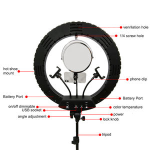 2024 prix usine populaire diffusion en direct vidéo trépied support pour téléphone photographie lumières anneau lampe avec miroir - Product Image 3
