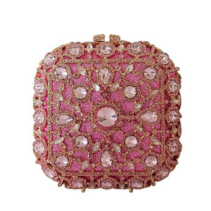 Bolso de mano cuadrado de cristal delicado para mujer, con pedrería brillante, para novia, fiesta, invitada, cóctel - Product Image 4