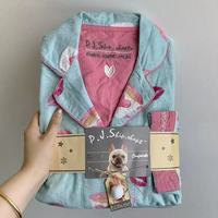 Ensemble de pyjama 2 pièces pour femme en coton tricoté respirant, élégant et décontracté, taille élastique, pour l'hiver/l'automne/le printemps, vêtements de détente et d'intérieur