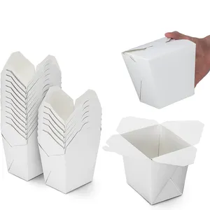 16oz 26oz 32oz Chinese White take Out Paper Box,Noodle Take Out Food Collapsible Container