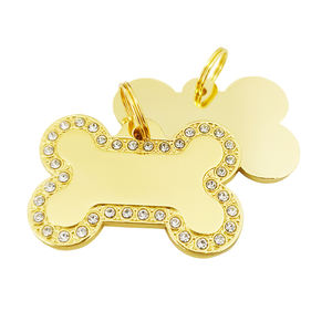 Placas de Identificación para Mascotas con Cristales de Diamante Grabados, Placas para Perros, Placas de Identificación para Perros en Blanco con Diamantes de Imitación - Product Image 5