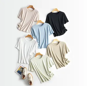 Solid Color Quick Dry Soft Ice Cool Modal Cotton Loose Casual Viscose Women's T Shirts
