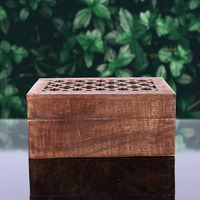 Boîte à souvenirs moyenne avec couvercle en treillis à charnière-Vernis moyen | Boîte décorative en bois | Boîte à souvenirs souvenir