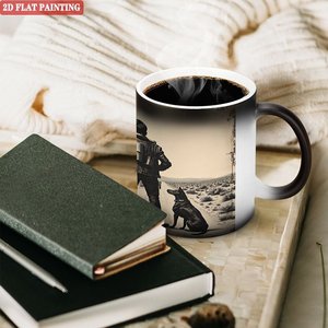 Mug de pique-nique d'extérieur en céramique noir givré 11oz, tasse à changement de couleur activée par la chaleur - Product Image 3