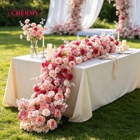 Chemin de table floral artificiel blanc en cascade pour mariage, arrangement floral pour table d'honneur, décoration d'événements en extérieur