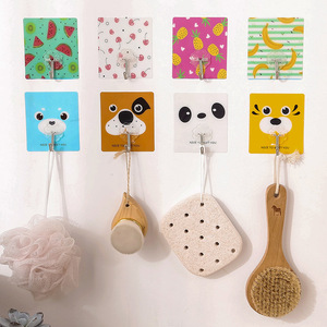 Colorful Wall <b>Hooks</b> With Strong <b>Adhesive</b> Square Shape Stainless Steel Single <b>Hook</b> Bathroom Storage Traceless Mounting - Product Image 2