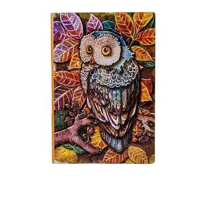 A5 Leather 3D Embossed Bird Journal Diary Notebook owl Gift Retro Antique Handmade Daily Notepad Sketchbook Bronze