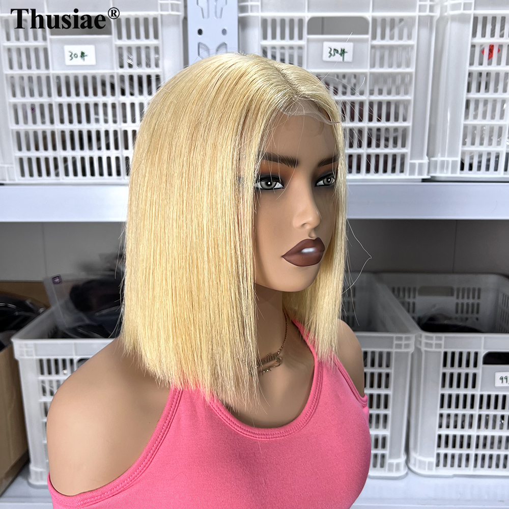 วิกผมบ๊อบลูกไม้ด้านหน้าทำจากผมแท้#613