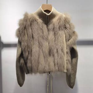 Kış balıkçı yaka sıcak örgü kazak fermuarlar kadın tilki kürk ile kazak kırpılmış - Product Image 2