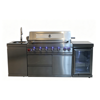 SS304 SUS304 Multifunktionale Modulare Outdoor-Küche mit Spüle, Wasserhahn, BBQ-Gasgrill, Kühlschrank, Langlebiger Granitarbeitsplatte und Schrank