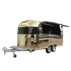 Koffie Bestelwagens Mobiele Voedsel Vrachtwagens Roestvrij Staal Voedsel Caravan Airstream Camping Trailer Voedsel Winkelwagen Trailers
